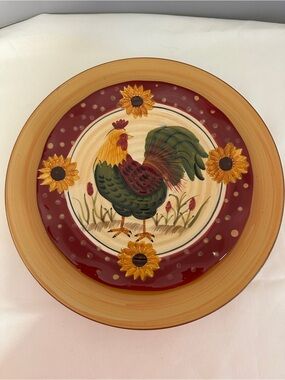Glass Garden Flower Art Rooster Sunflower Farmhouse